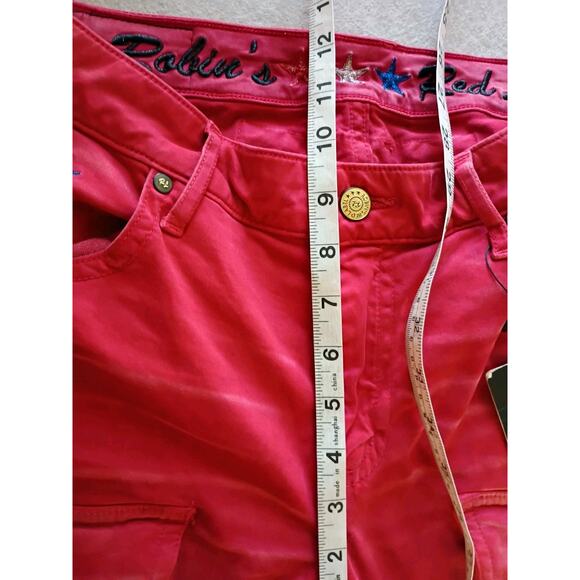 Robin's Red Label Jeans Men's Sz 31 Red New Biker Distressed Embroidered Stars - Picture 11 of 12